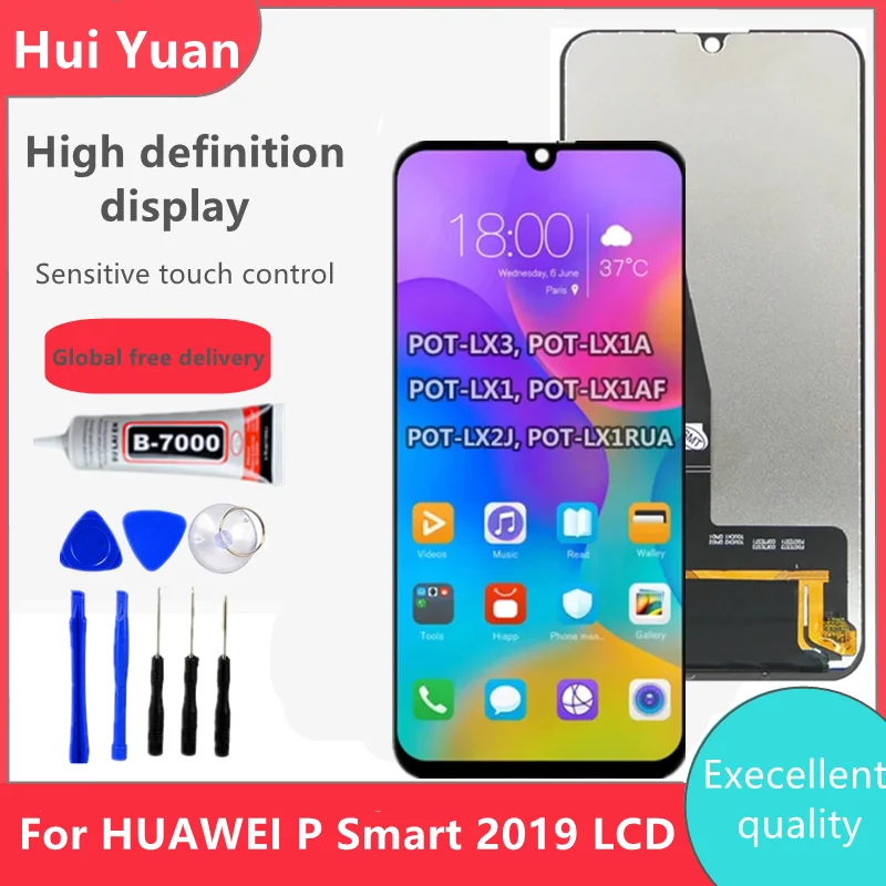 ЖК-дисплей AAA для Huawei P smart 2019, сенсорный экран, дигитайзер для Huawei P smart 2019, ЖК-дисплей, детали для замены