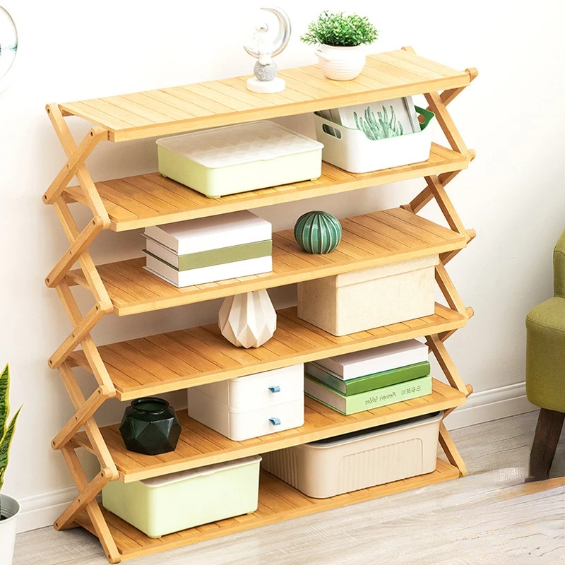 

Quality Bamboo Book Shelf Foldable Children's Room Rack Multilayer Partition Storage Shelves Fine Workmanship Books Cabinet