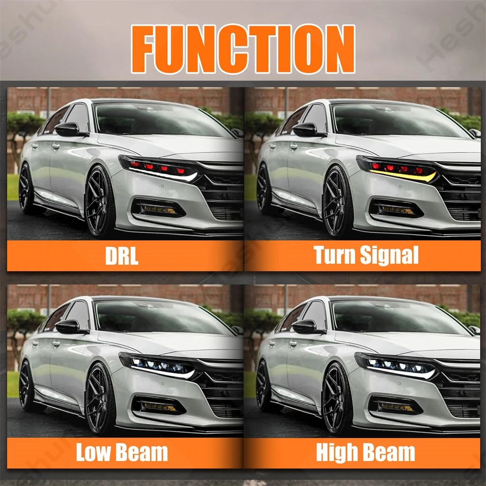 Фото Светодиодные фары для Honda Accord 10-го поколения 2018/2019/2020/2021/2022, передняя фара в сборе, последовательный указатель поворота DRL №5