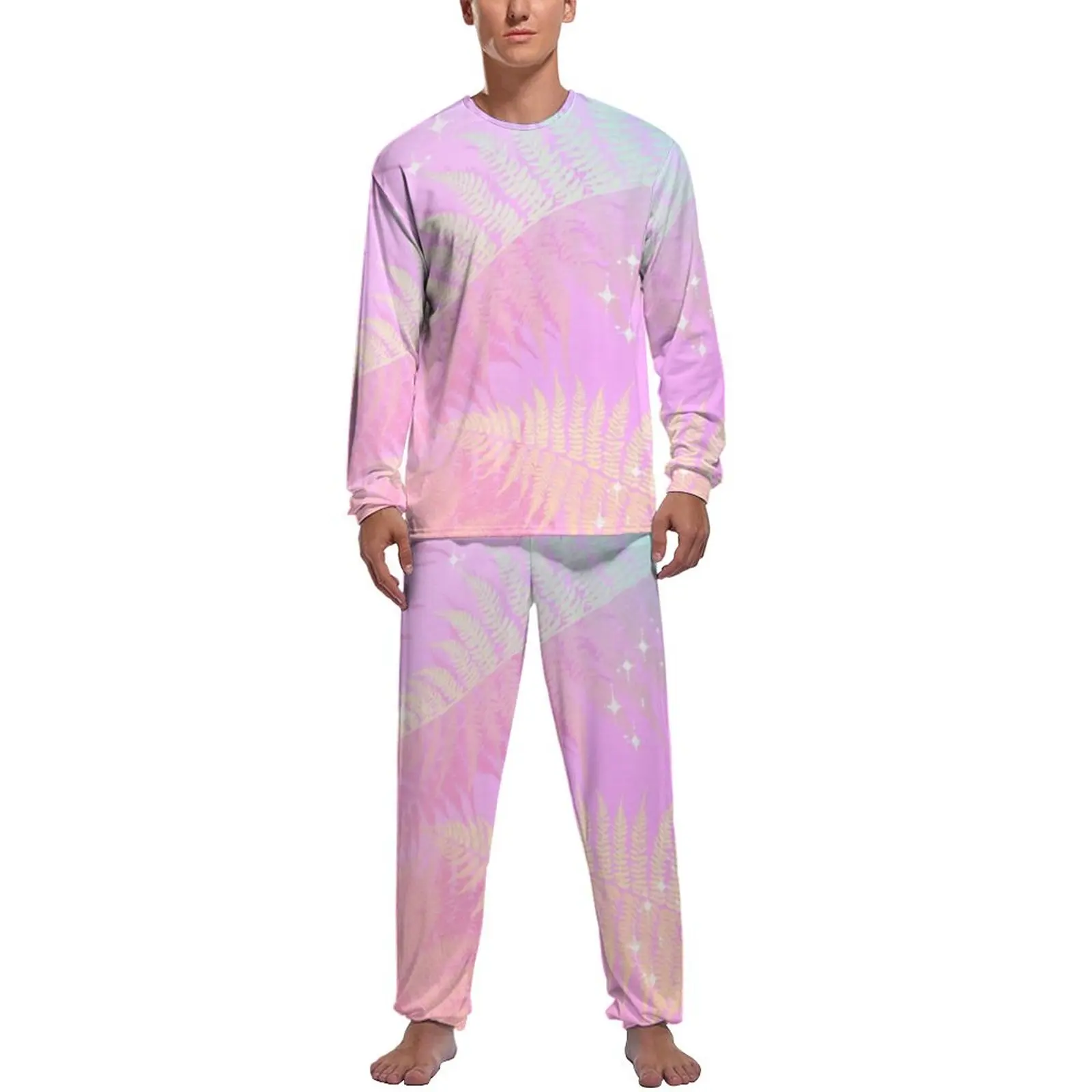 

Sunset Print Pajamas Long Sleeve Abstract Ombre 2 Pieces Night Pajama Sets Spring Man Printed Trendy Nightwear