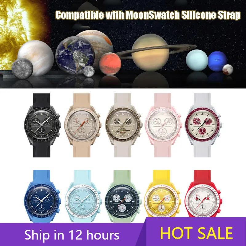 

New 20mm Curved End Rubber Watchband For Omega Joint Moonswatch Constellation Men Women Waterproof Sports Strap Accessories