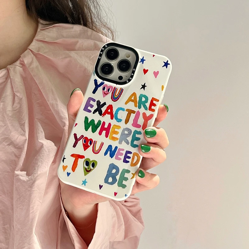 Cute Cartoon Colorful Rainbow Letter Love Heart Phone Case For iPhone 11 12 13 Pro Xs Max Xr X 7 8 Puls SE Silicone Soft Cover