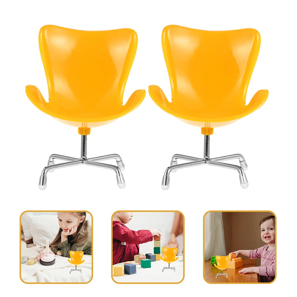 

2 Pcs Small Animal Toys Egg Chair Armchair Miniature Swivel Hedgehog House Child