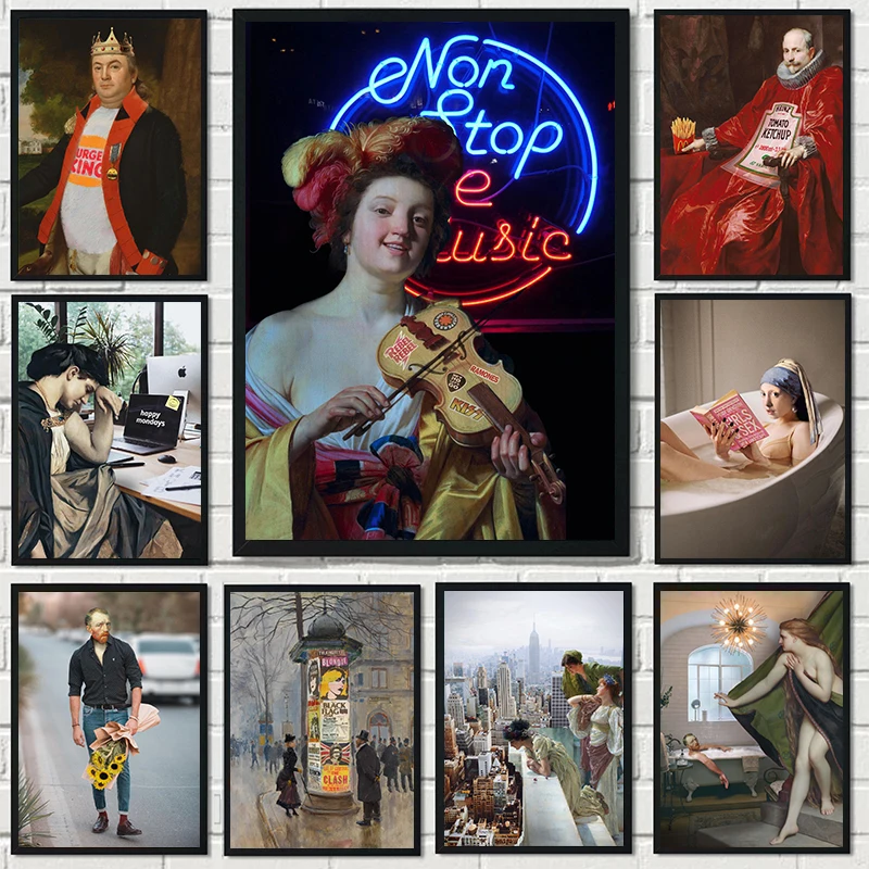 

Abstract Funny Nordic Canvas Paintings Van Gogh Pearl Earrings Girl Posters Prints Wall Picture Murals Home Decoration Cuadros