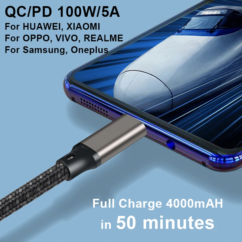 YOCPONO PD 100W 20V 5A 4K 60Hz Type C To Type C Fast Charger Charing Cable 20Gbps Data Sync HD Screen Video Cable USB3.2 Gen2*2