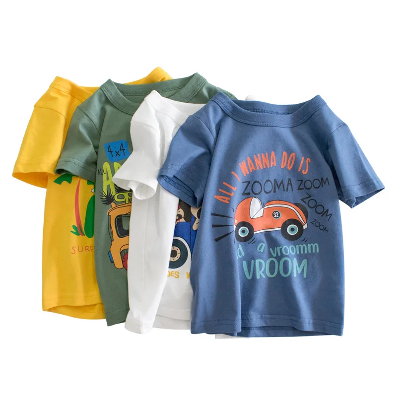 Boy Short Sleeve T-Shirts Little Girl Casual Solid Tee Shirt Toddler Kids Cartoon Crew Neck Cotton Top