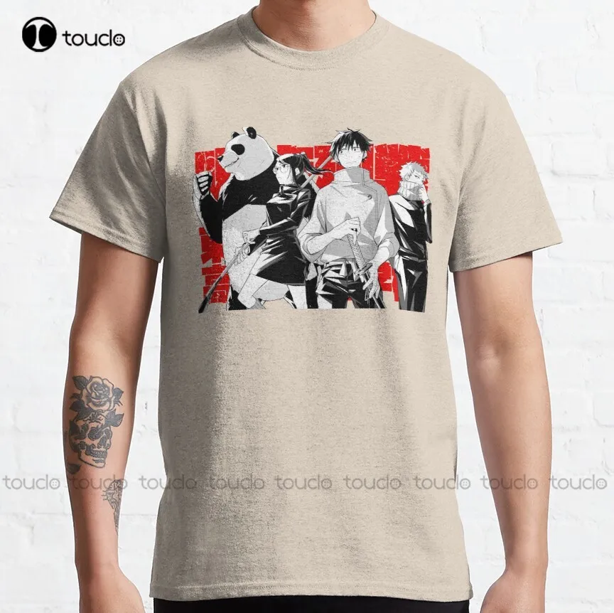 

Классическая голубая футболка juютсу Kaisen Panda Maki Zenin Toge Okkotsu, модная оригинальная смешная футболка для отдыха в стиле Харадзюку