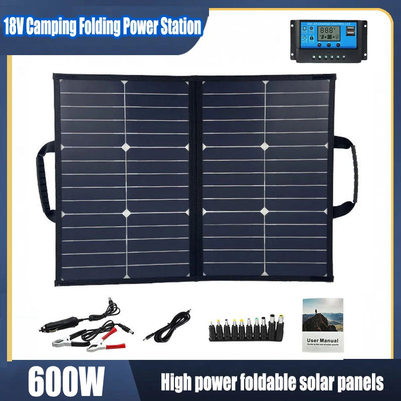 

Solar Panel 600W Portable Kit Camping Foldable Power Station Combination Generator Charger 18V Suitable For CarsBoatsRVCampsites