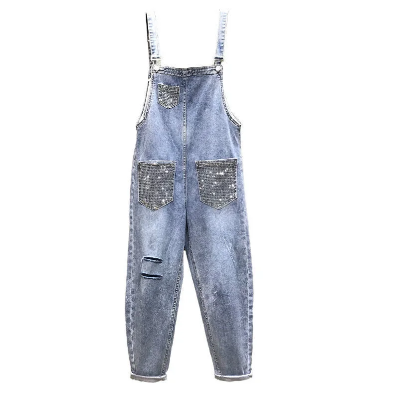 

2023 Embroidered Flares Boyfriend Baggy Ripped Strap Jeans Women Spring Summer Autumn New Fashion Casual Denim Pants Overalls Fe