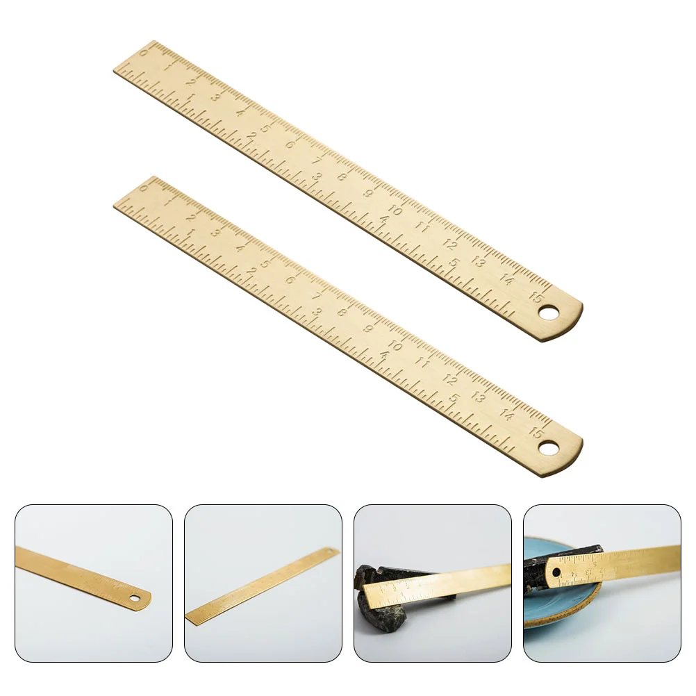 

Brass Ruler Small Drafting Tools: Durable Straight Ruler Metal Measuring Tool 15cm 2pcs Math Geometry Stationery for Students