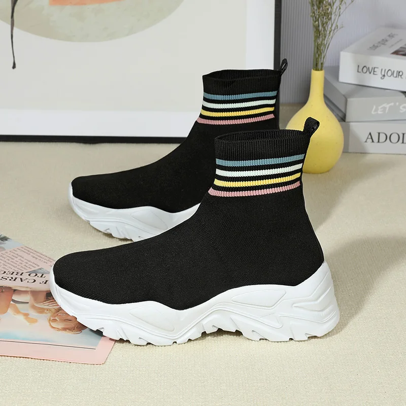 Женская повседневная спортивная обувь с высоким берцем ботильоны на платформе