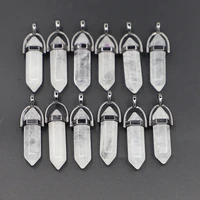 new natural stone white crystal pillar point pendants hexagonal column suitable for women necklace amulet diy jewelry making