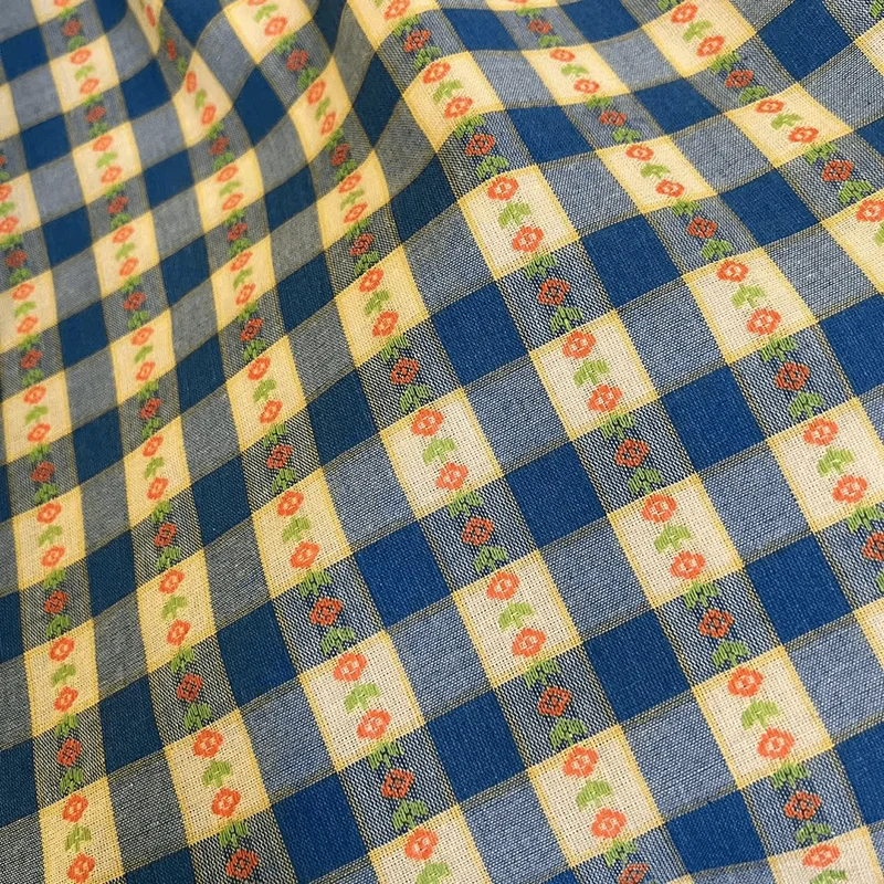 Французское синее романтичное кружевное платье в клетку Новинка лета 2024 легкая и