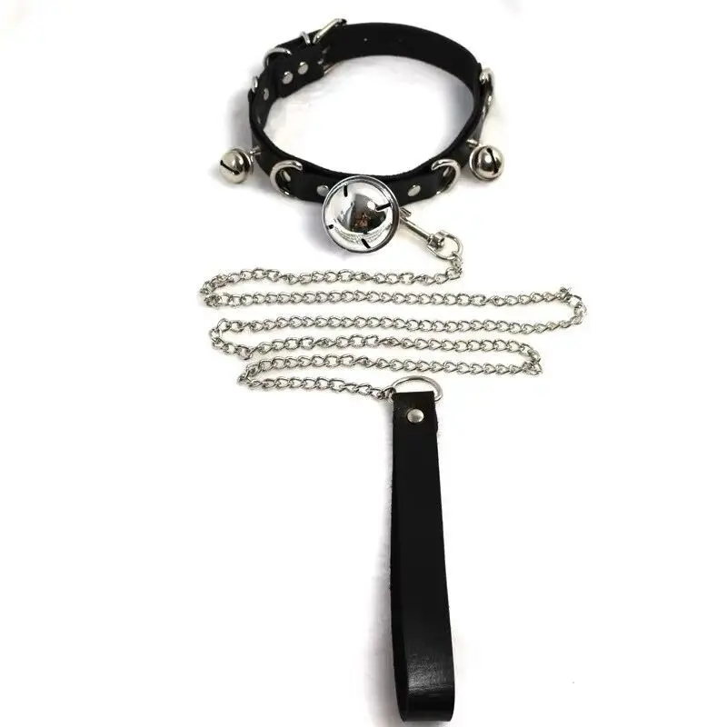 Lolita Accessories Bell Collar Neck Strap Leash Dog Chain Ring SM Choker Necklace