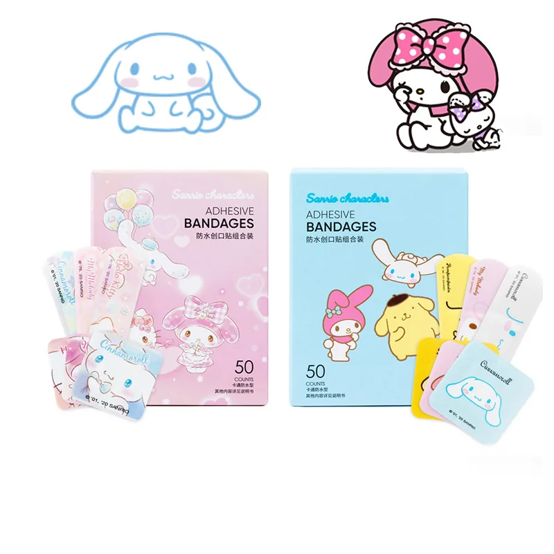 

50PCS Sanrios Kawaii Anime Kuromi Cinnamoroll MyMelody KT Cat Cute Dream Waterproof Bandage Cartoon Breathable Emergency Bandage