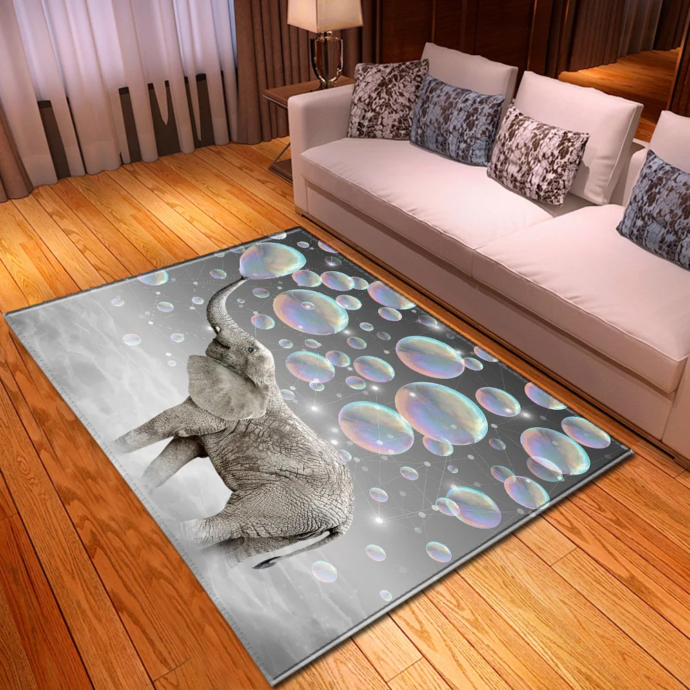 

Elephant Carpet Living Room Rugs Animal Bubbles Kitchen Floor Mat Home Entrance Door Mat Non-Slip Hallway Bedroom Bathroom Mat