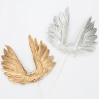 angel wings swan feather cake toppers for wedding christmas birthday party decoration kids cake insert baking dessert decor