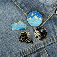 ins fashion creative outdoor travel hiking shoes hiking mountain adventure brooch personality all match backpack badge jewelry