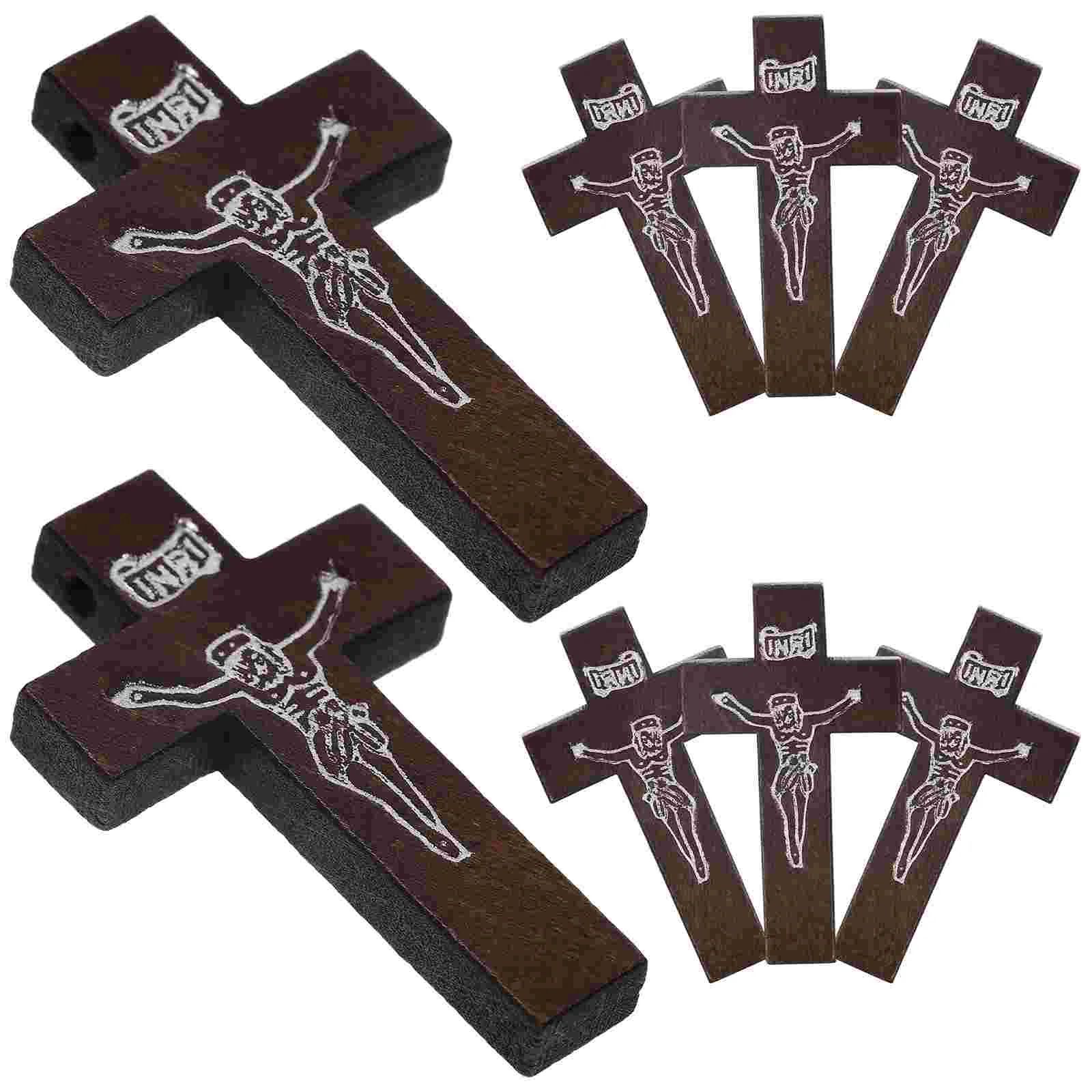 

Cross Charms Jewelry Pendant Making Wooden Charm Supplies Necklace Diy Religious Crafts Christian Catholic Crosses Chain Key