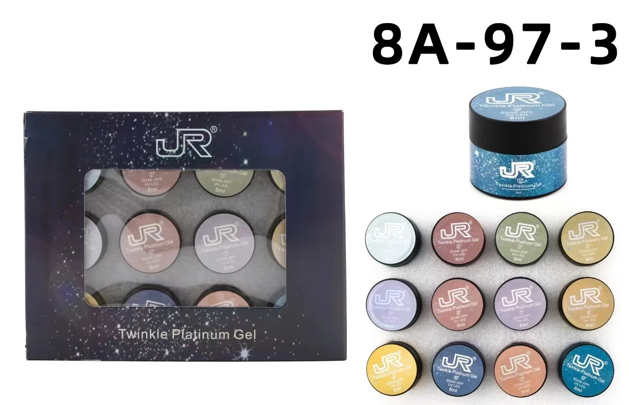 2024 Новое поступление 12 цветов/коробка Блестящий Платиновый окрашенный УФ-гель