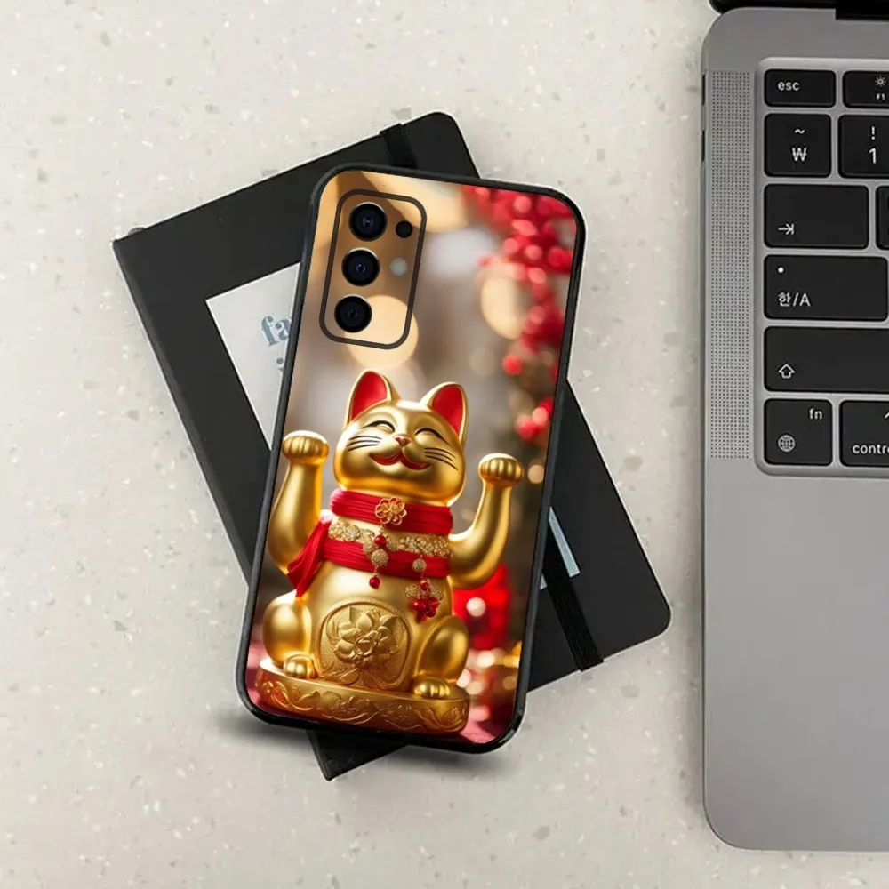 Чехол для телефона Maneki Neko Lucky Money Cat Samsung Galaxy A13 A21s A22 A31 A32 A52 A53 A71 A80 A91 мягкий черный