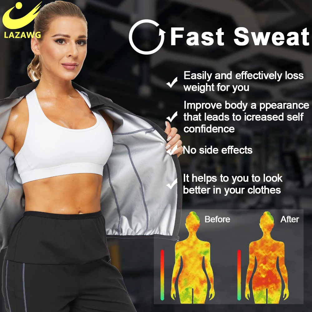 LAZAWG Women Sauna Set Women Yoga Legging Trimmer Pant Waist Trainer Tracksuits Weight Loss Jacket Pant Sweat Suit Body Shapers