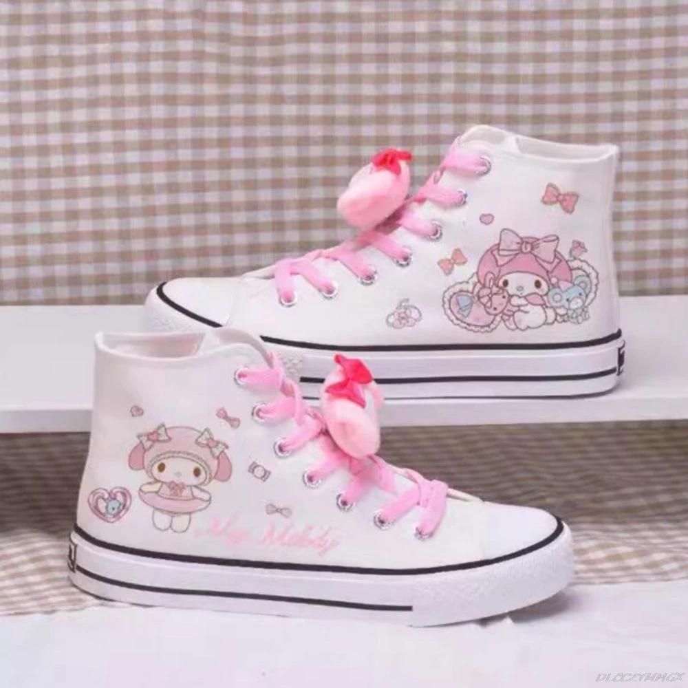 Кеды Kuromi женские с высоким верхом холщовые кроссовки принтом вулканизированной