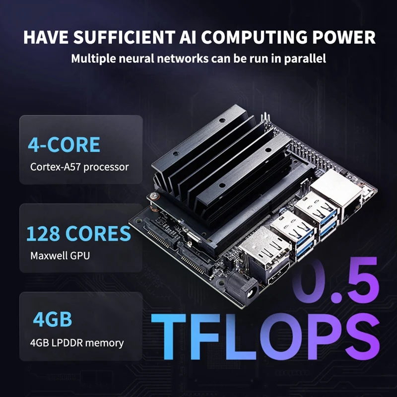 

B01 Development Board For Jetson Nano 4GB Jetcer AI Development Board Host Black Parts With Jetsonnano Core Board+Heat Sink