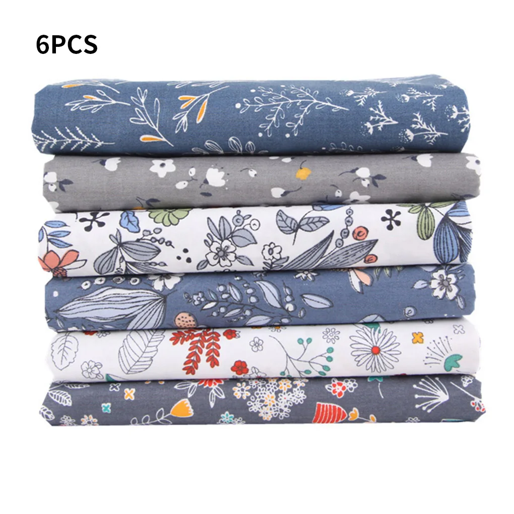 

6pcs Handicraft Patchwork Fabrics Sewing Quilting Cotton Cloths DIY Floral Square Fabrics Hand Sewing Supplies