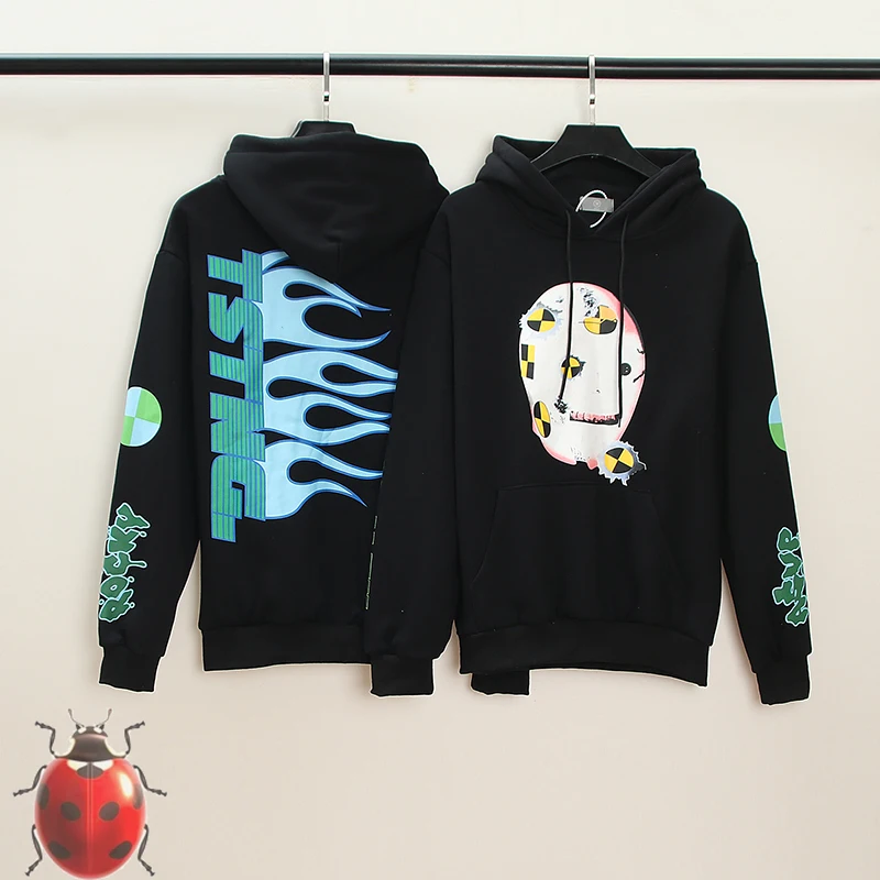 

Men Women Streetwear Hoodie Hip Hop 2022 Robot Blue Flame Print Sweatshirt Harajuku Winter Fleece Cap Sweatshirts Pullover