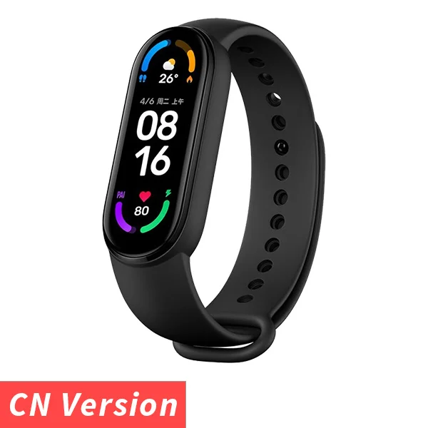 

Смарт-браслет Xiaomi Mi Band 6, фитнес трекер с AMOLED экраном 5 цветов, с функцией измерения уровня кислорода в крови, с поддержкой Bluetooth, водонепроницаемый