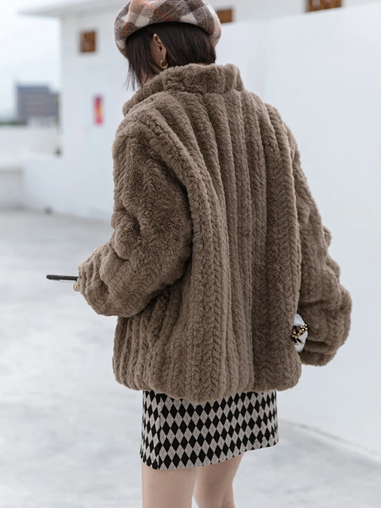 Stand-up Collar  Fur Jacket Thick Korean Warm Long Sleeve Faux Fur Coat  Winter Clothes Women 2022 Fashion Coats  Fluffy Jacket