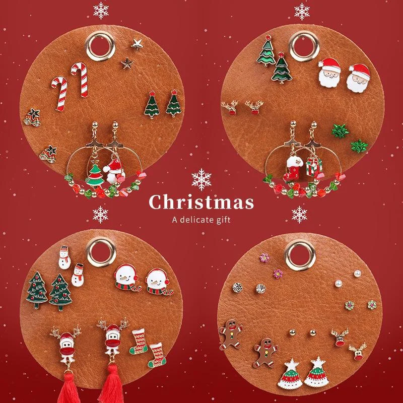 

Christmas Ear Studs Earring Set Lovely Holiday Ornaments Christmas Atmosphere Jewelry