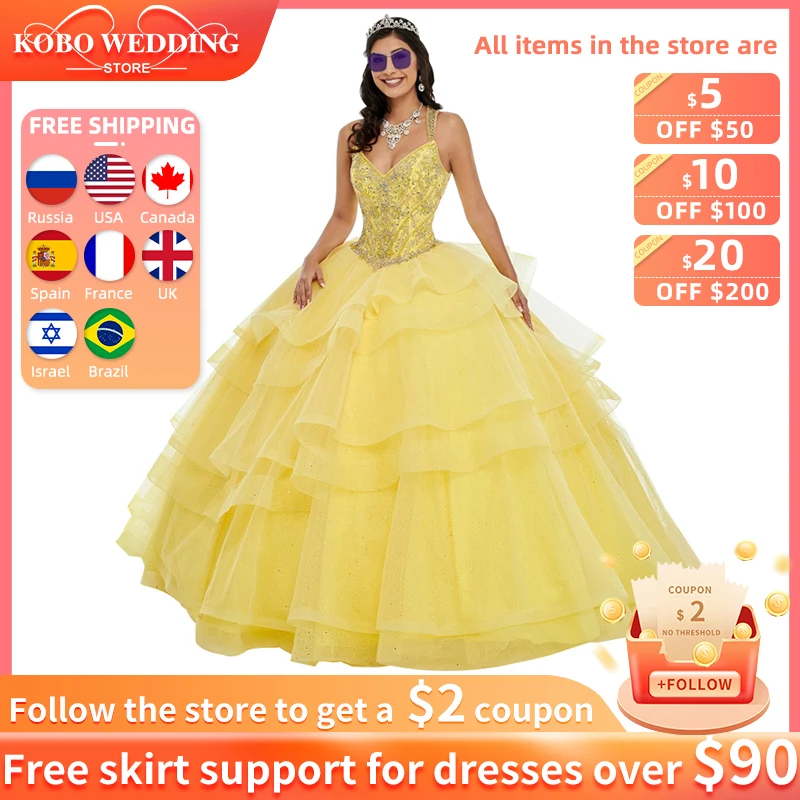 

Luxury Appliques Beading Organza Ball Gown Quinceanera Dresses 2021 Yellow Prom Party Dress Vestidos De 15 Anos Keyhole Back