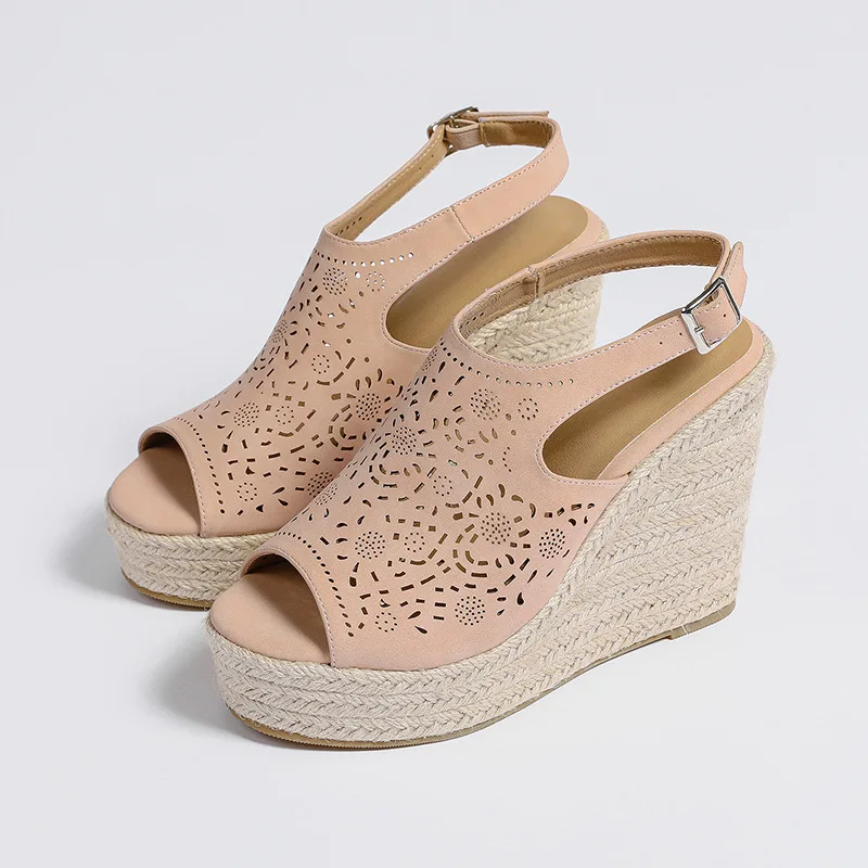 

Женские босоножки на платформе, удобные сандалии на танкетке и высоком каблуке, размер 43, для лета, 2023