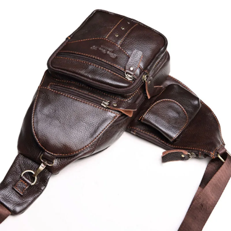 men genuine leather cowhide travel retro famous brand high quality travel messenger shoulder sling day pack chest bag new free global shipping