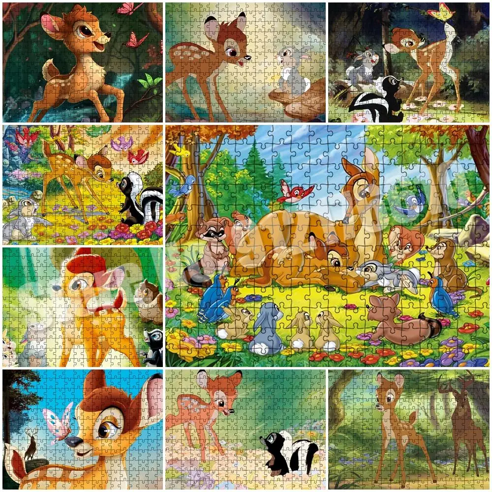 

Bambi Puzzles 1000 Pieces Paper Cute Deer Assembling Picture Disney Movie Jigsaw Puzzles for Adult Kids Game Educational Toys