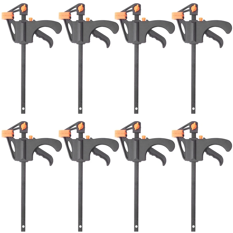 

Big Deal Plastic F Clamps Set 8-Piece, 100Mm 4 Inch Bar F Clamps Clip Grip Quick Ratchet Release Woodworking DIY Hand Tool Kit