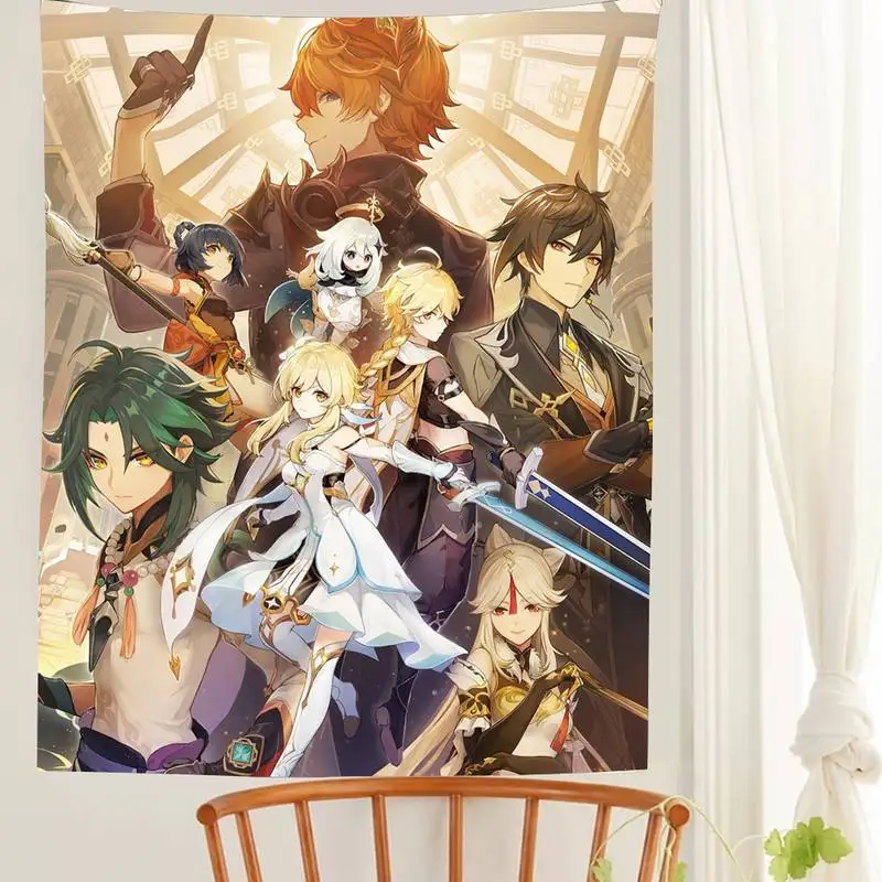 

Большая ударная игра Genshin, настенный дешевый хиппи, настенный богемный гобелен, мандала, художественное украшение