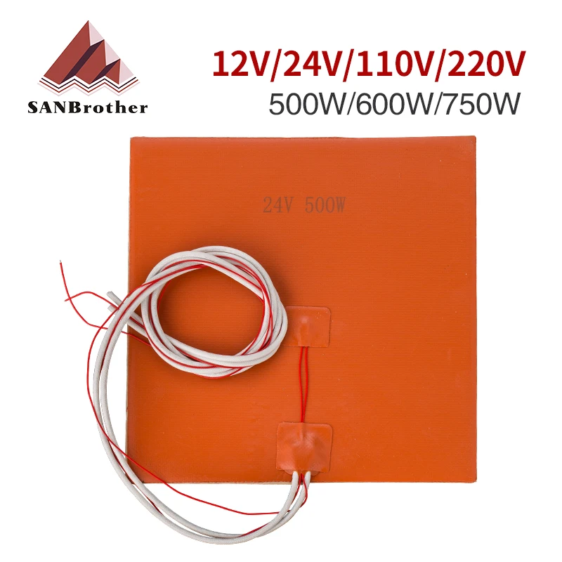 Silicone Heated Bed Heating Pad Waterproof 220/300/310MM 12/24V/110V/220V for 3D Printer Ender-3 cr10 Parts Hot Bed 500/600/750W