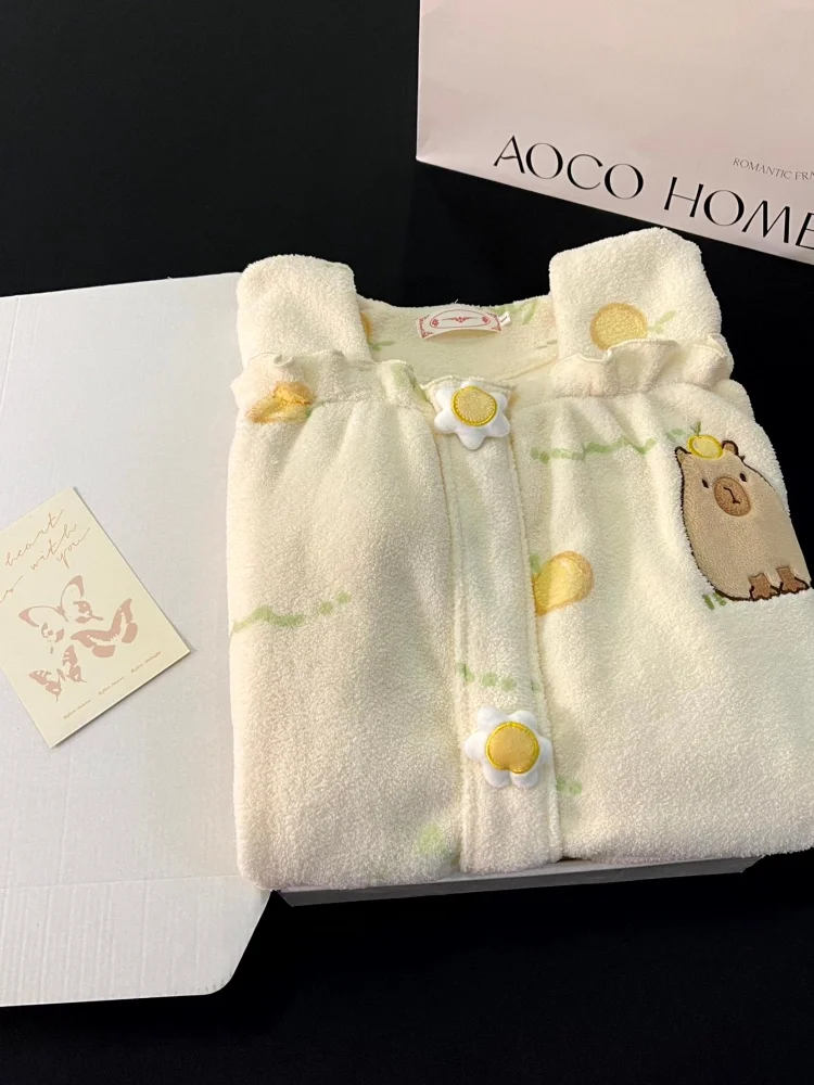 Пижамы ночная рубашка женская осенне-зимняя пижама больших размеров утепленная