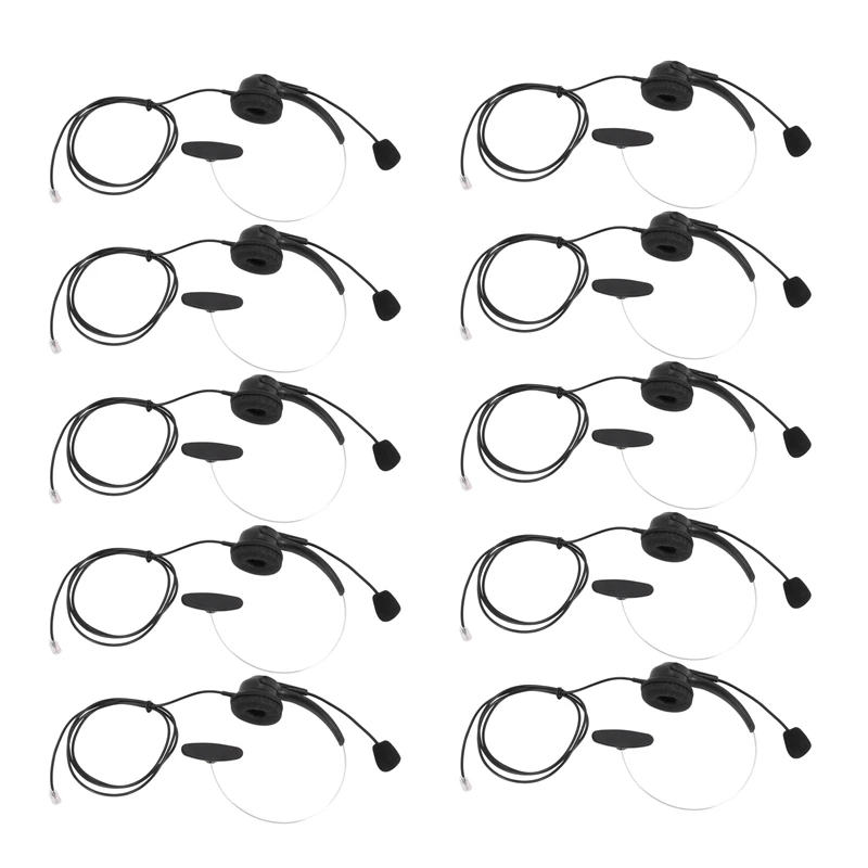 

ABGZ-10X 4-контактный разъем RJ9, гарнитура громкой связи с шумоподавлением, проводная бинауральная гарнитура, наушники с микрофоном для настоль...