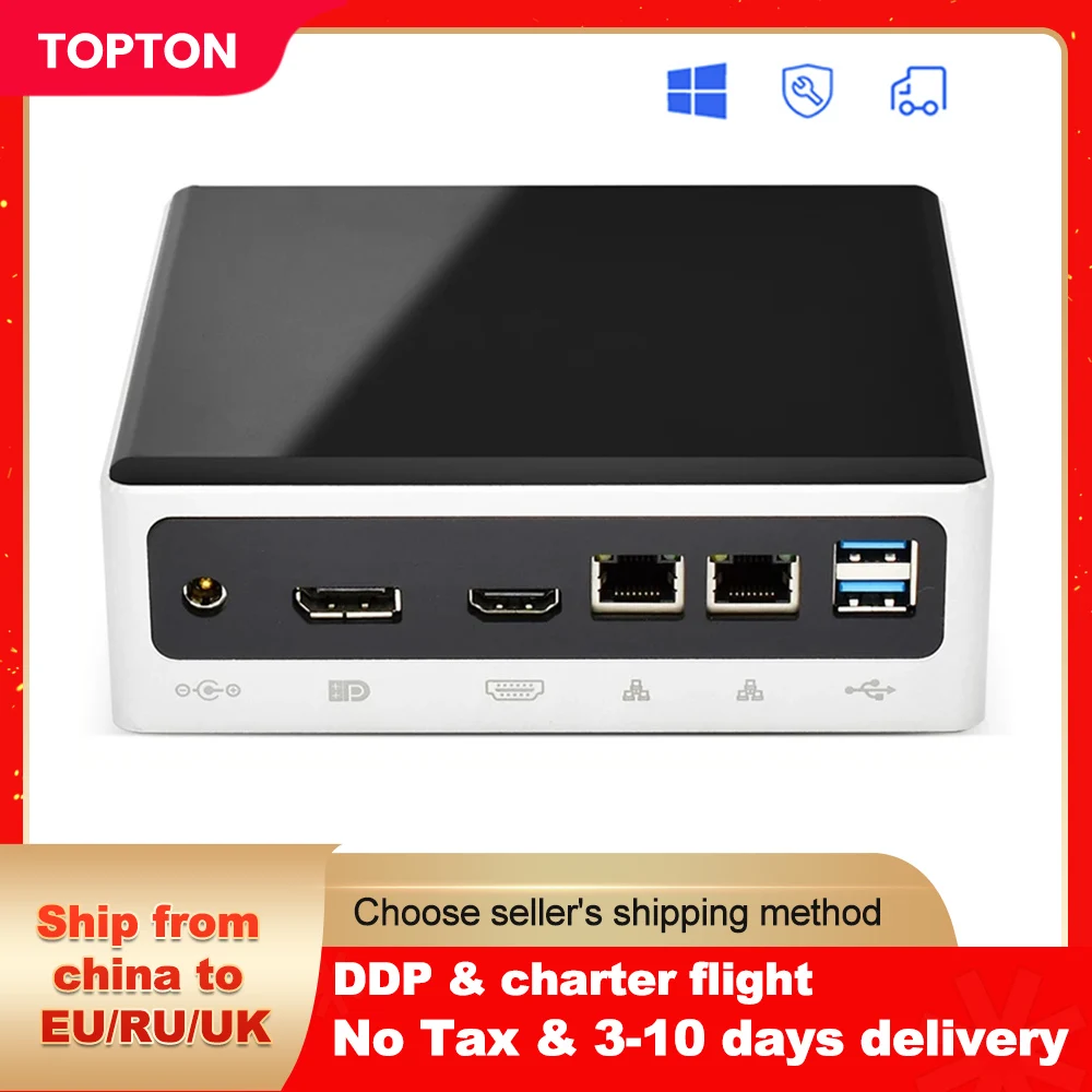 

TOPTON Intel i7-10510U i5 10310U Quad Core 2*DDR4 M.2 NVMe MINI PC NUC Windows 10 WiFi HD Slim Computer UHD Graphics 4K TV Box