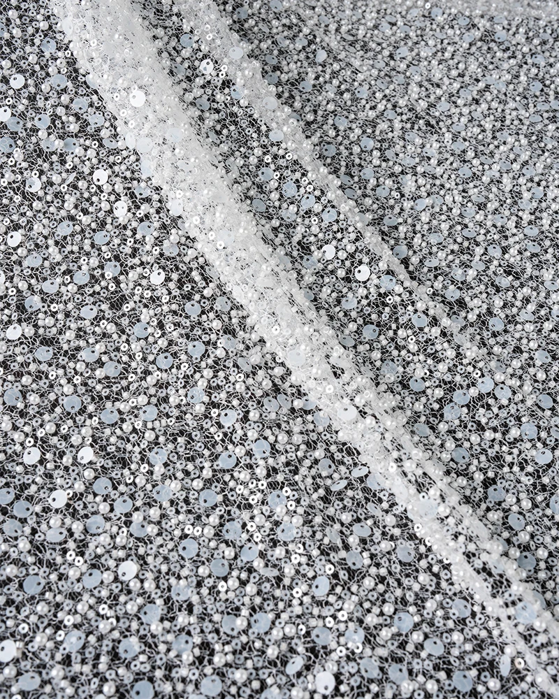 Изысканный тюль цвета слоновой кости с вышивкой и сверкающими прозрачными