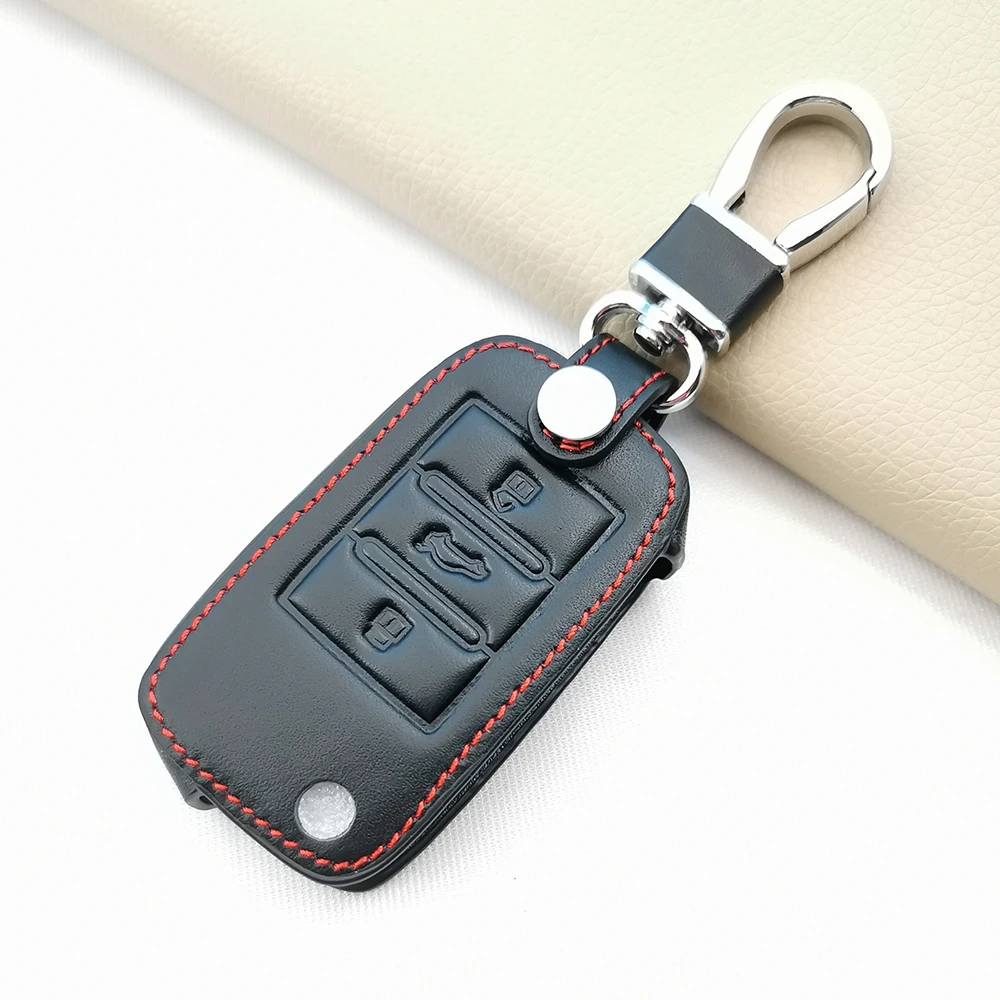 

3 Buttons Soft Leather Remote Car Fold Key Case Cover For Roewe RX5 2017 Year For MG ZS Auto Key Shell Accessories Keychain
