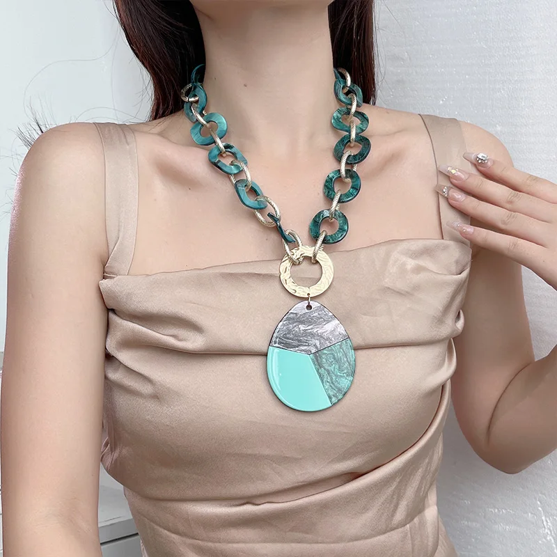 Винтажные красочные акриловые ожерелья-цепочки для женщин богемные резиновые