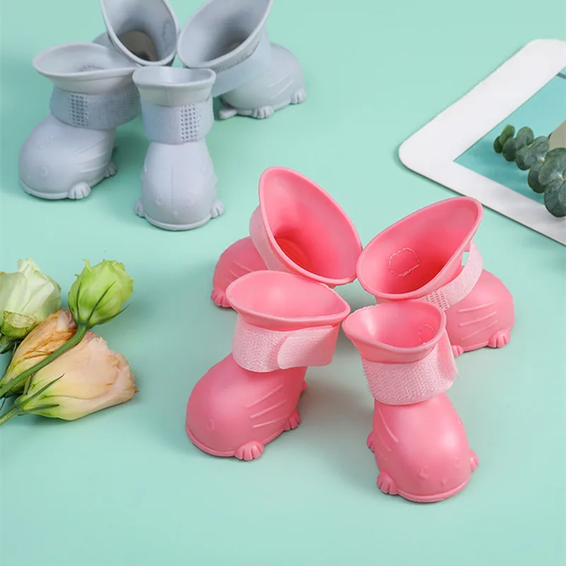 

Warm Silicone Pet Shoes Walking Rain TPR Dog Shoes Puppy Anti-slip Foot Covers Chihuahua Teddy Cat Rainy Shoes For Small Dog Cat