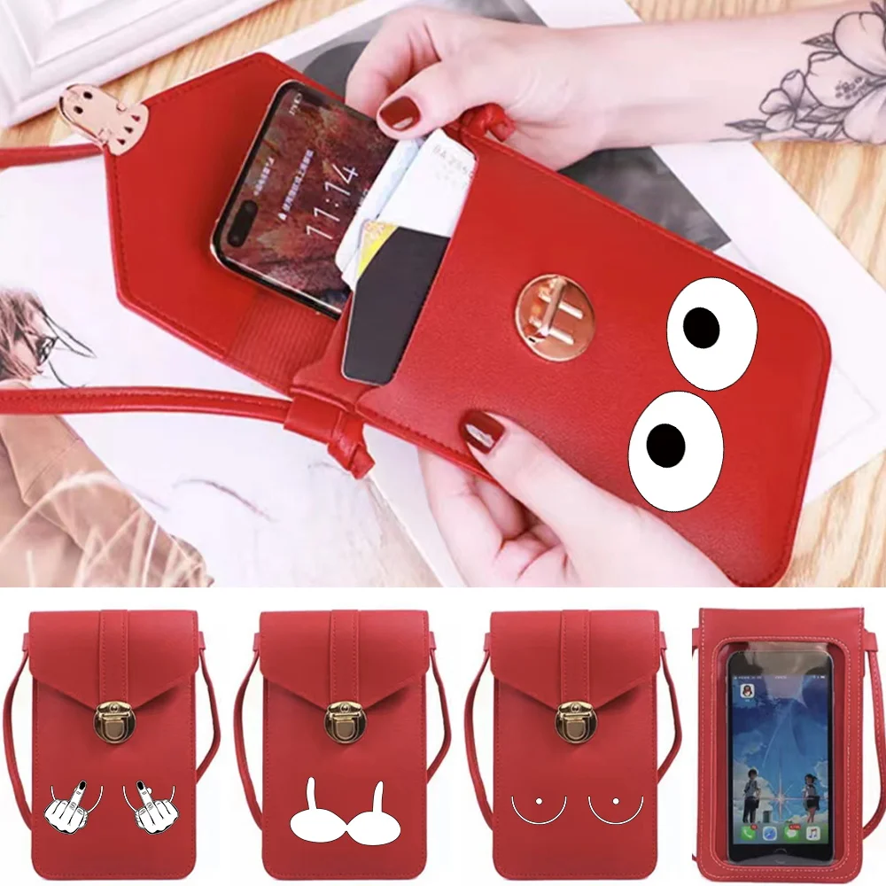 

Pu Leather Wallets Women Messenger Bags Waterproof Touch Screen Mobile Phone Bag Chest Print Coin Purse Shoulder Pack Handbag