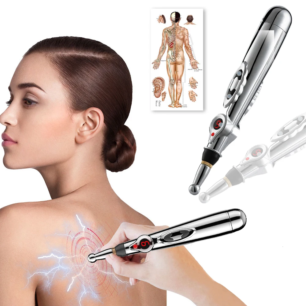 

Электрическая акупунктурная Массажная ручка для снятия боли, лазерная терапия, Электронная энергичная ручка для меридиана, массажер для тела, головы, спины, шеи, ног