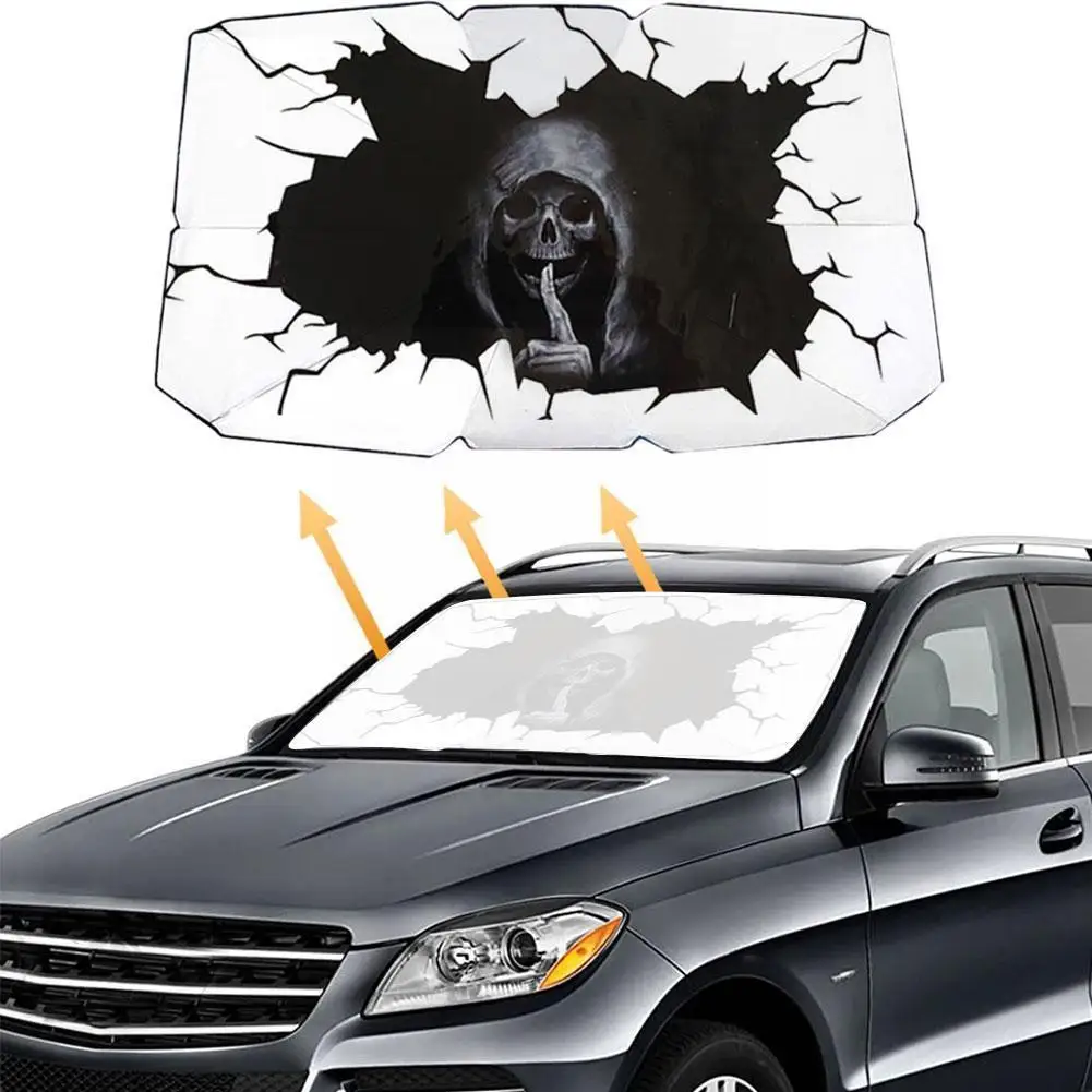 

Halloween Horror Printing Umbrella Foldable Car Windshield Insulation Uv Cover Front Heat Shade Window Shade Car Umb T0o0